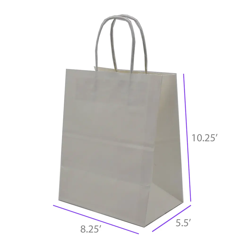 8.25x5.5x10.25 Kraft Paper Restaurant & Retail Bags with Twisted Handles