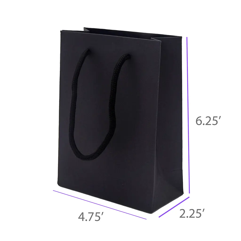 4.75x2.25x6.25 Black Gift Bag With Handle