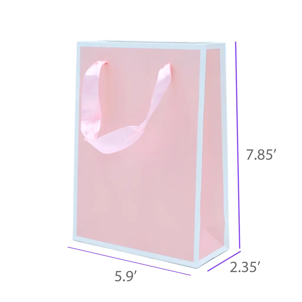 5.90x2.35x7.85 Pink Gift Bag With Ribbon Handle