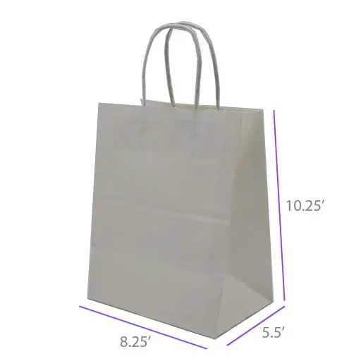 8.25x5.5x10.25 Kraft Paper Restaurant & Retail Bags with Twisted Handles