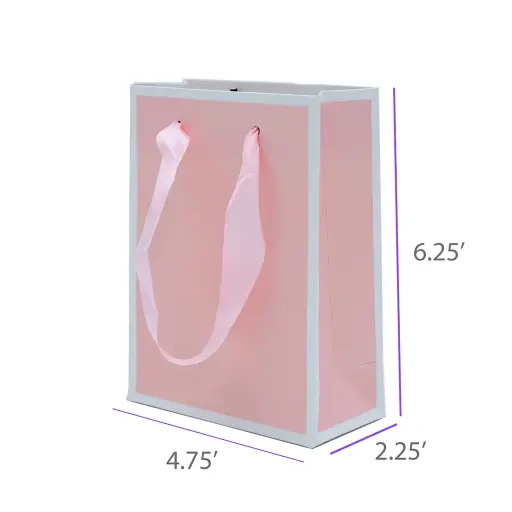 4.75x2.25x6.25 Pink Gift Bag With Ribbon Handle