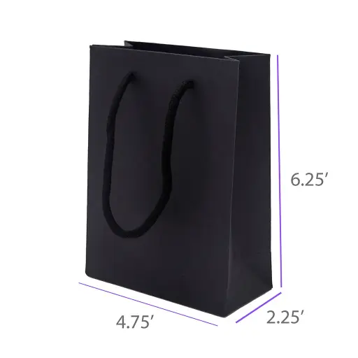4.75x2.25x6.25 Black Gift Bag With Handle