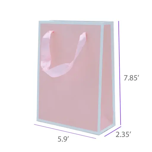 5.90x2.35x7.85 Pink Gift Bag With Ribbon Handle