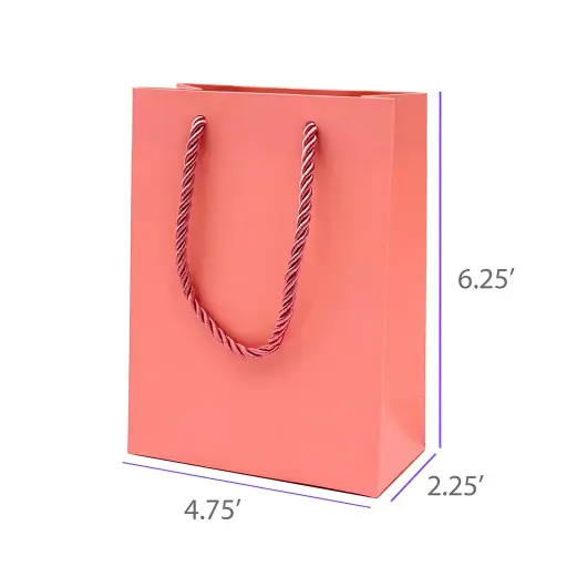 4.75x2.25x6.25 Pink Gift Bag With Handle