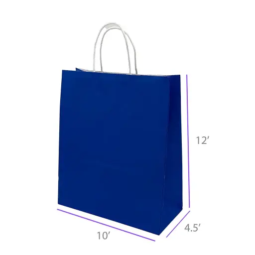 10x4.5x12 Royal Blue Color Paper Kraft Bags with Twisted Handles